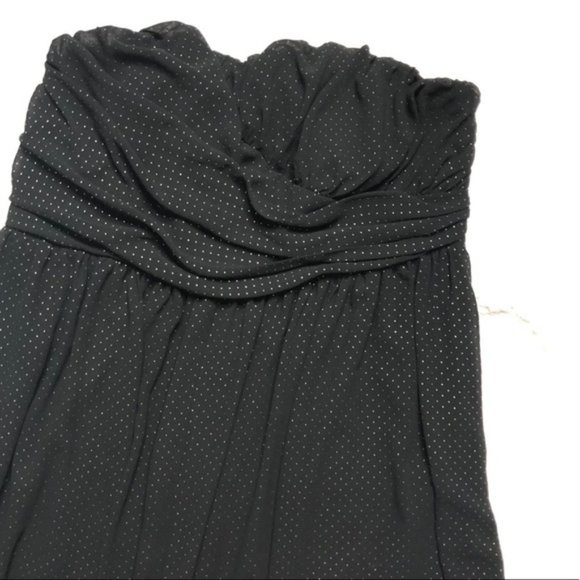 Lane Bryant Gold Textured Dot Strapless Black Layered Chiffon Mini 28 Dress - Picture 11 of 14